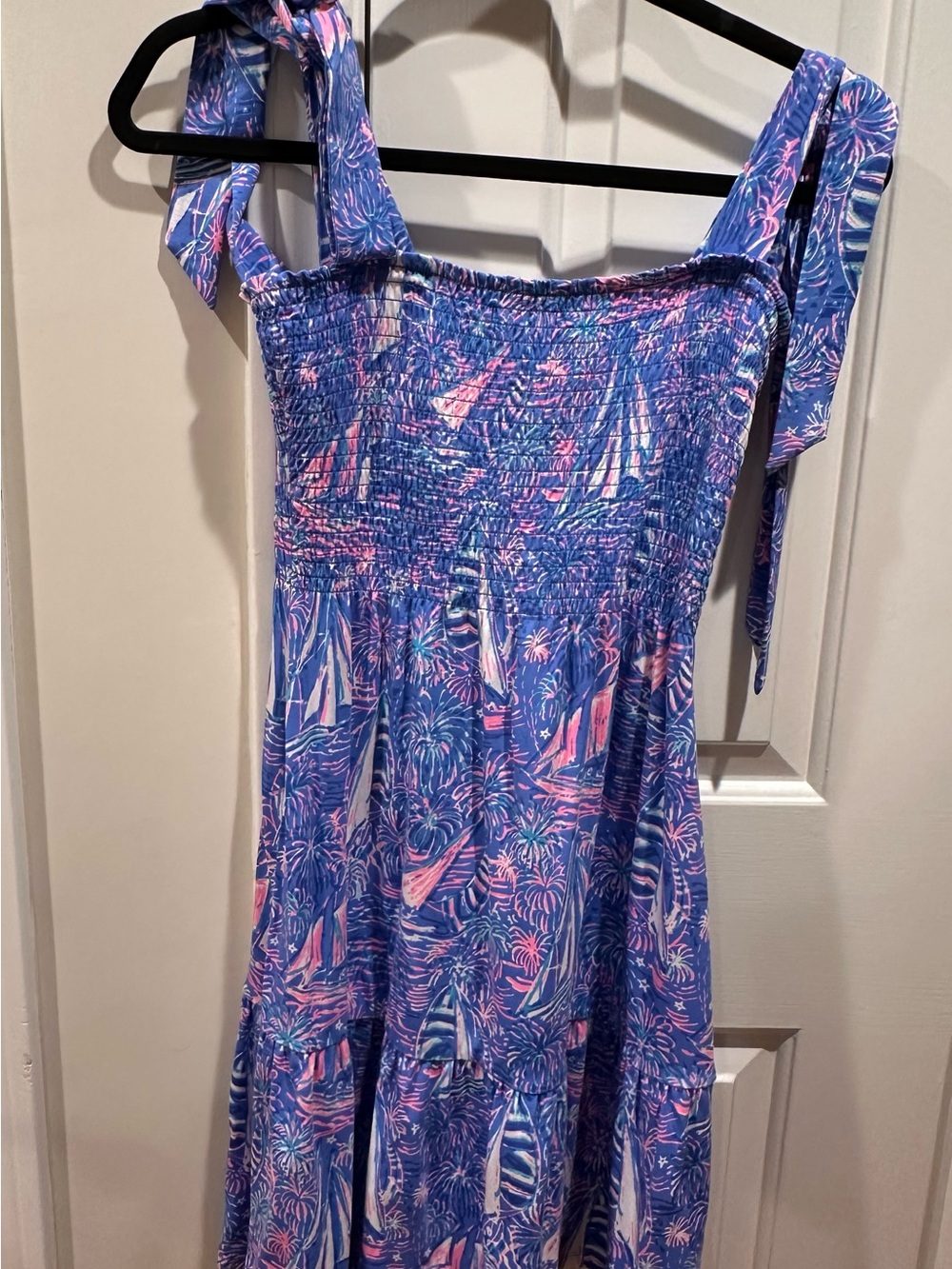 Women’s Lilly Pulitzer Blue & Pink Smocked Sundress with Sailboat Print